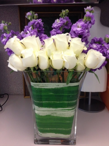 contemporary, modern, flowers, white, purple