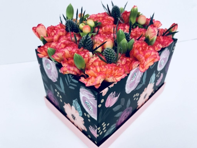 flowers in a box, bold, modern