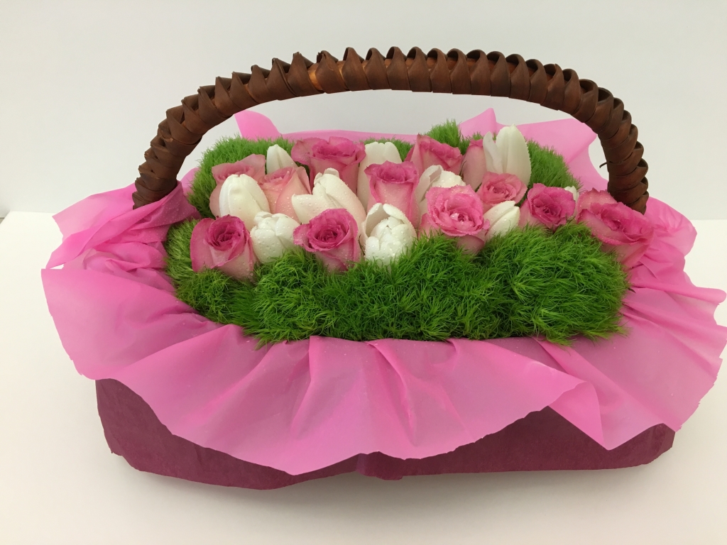 basket flower design, modern, contemporary, Easter