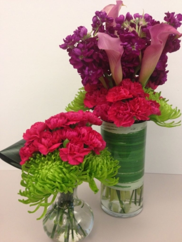 contemporary, modern, flowers, hot pink, purple
