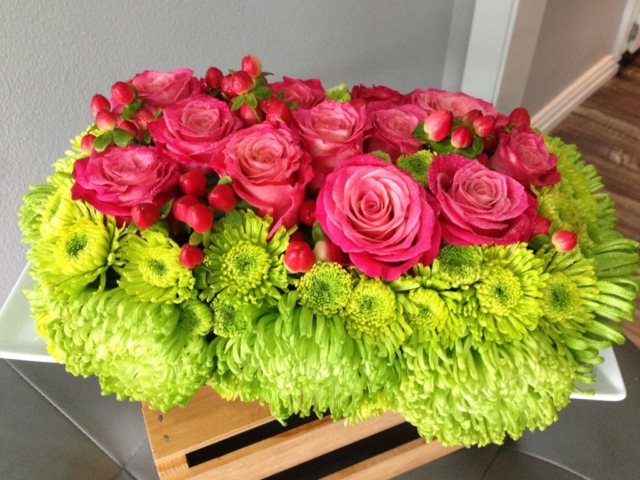 breast cancer awareness, hot pink flowers, modern, contemporary