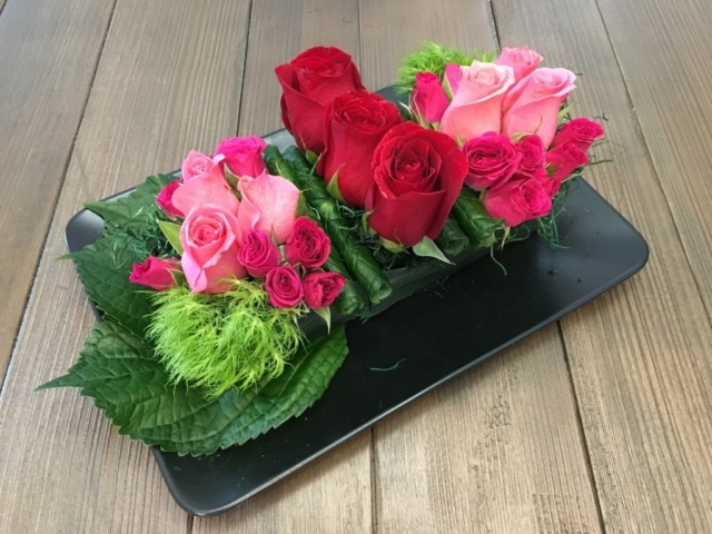 low arrangement flower design, modern, contemporary