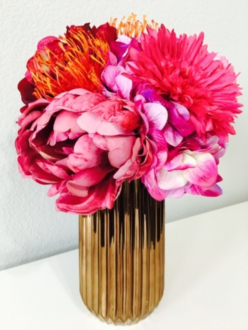 faux flowers, flowers, modern, bold colors