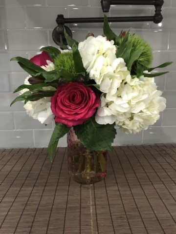 Rustic Farmhouse in a maison jar, flowers