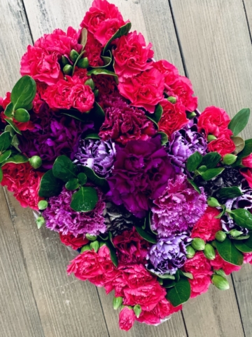 Carnations, flowers in a box