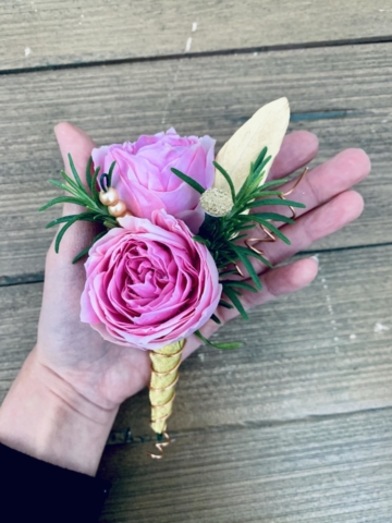 pink & gold, boutonnieres, corsages, prom, homecoming, daddy & daughter dance